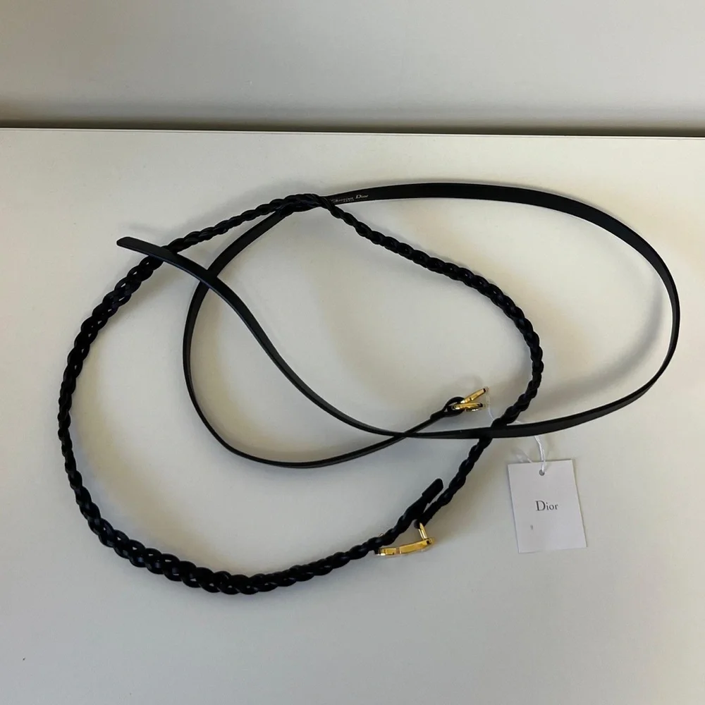 CHRISTIAN DIOR Calfskin Double Braided Belt
